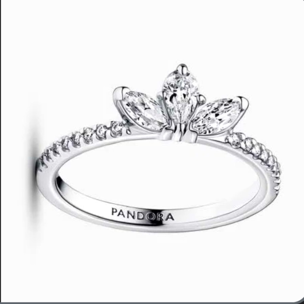 Pandora Silver and White Gemstone Ring (only worn twice)